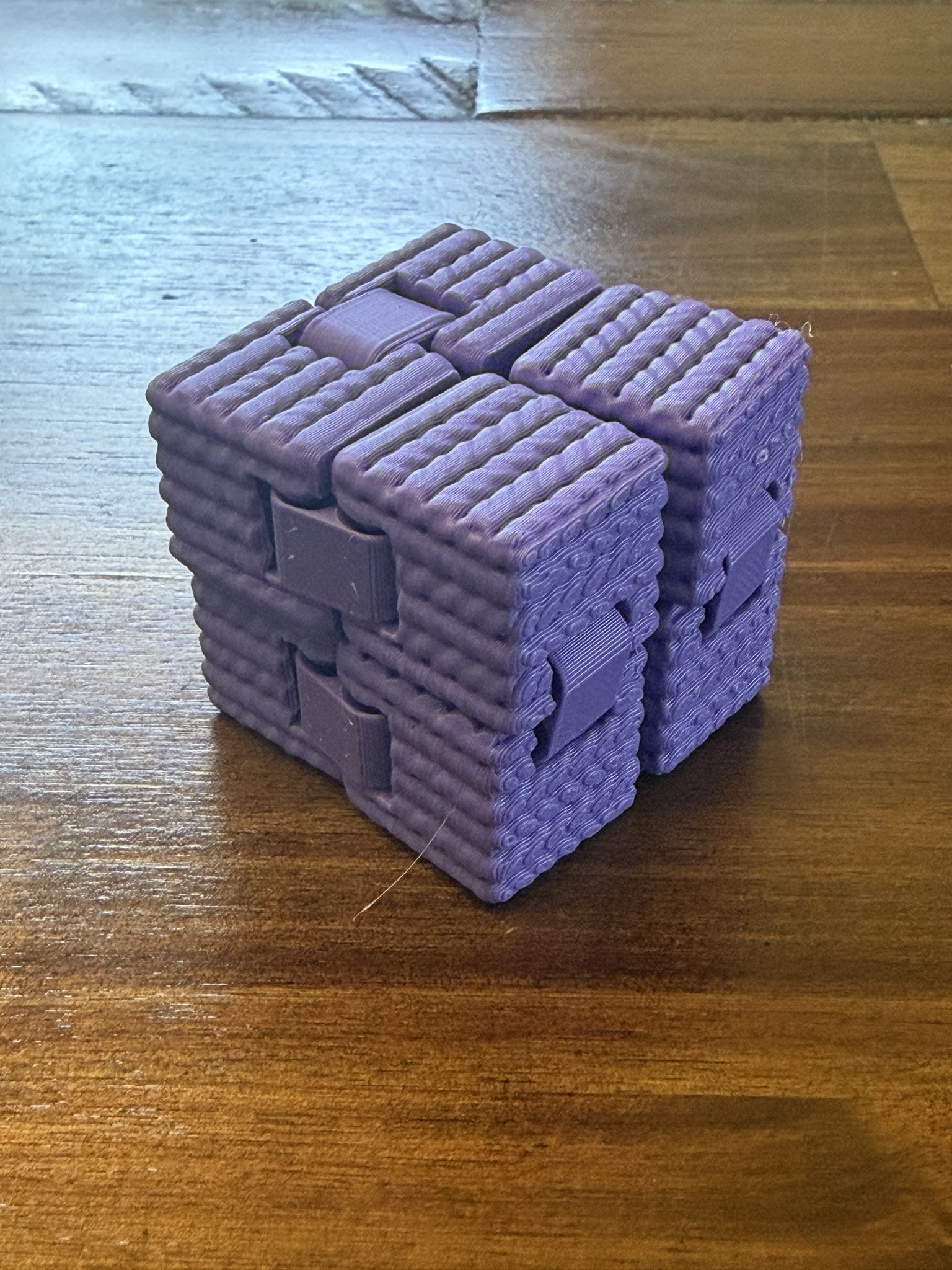 Purple Infinity Cube with Knitted texture