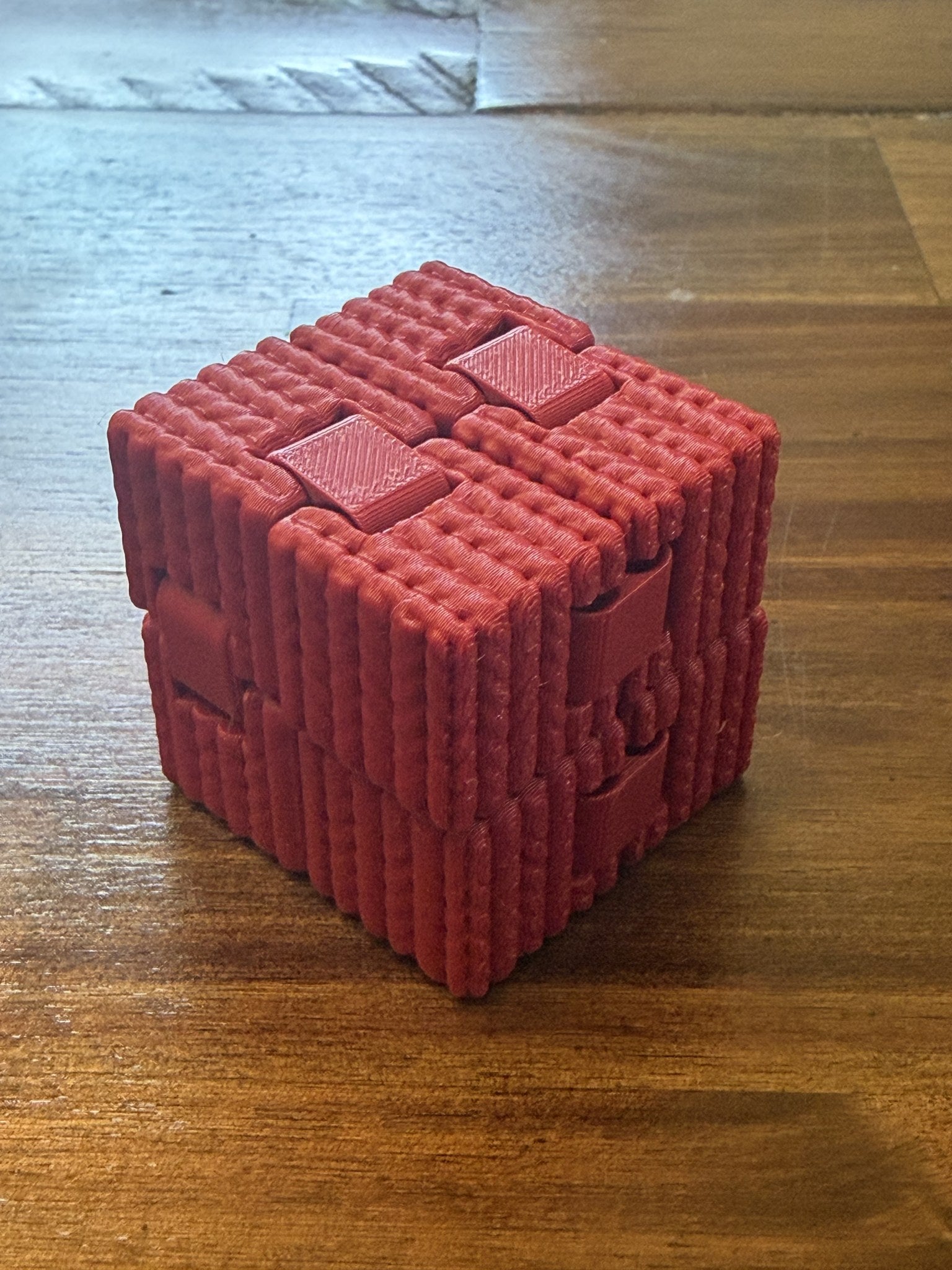 Red Infinity Cube with Knitted texture