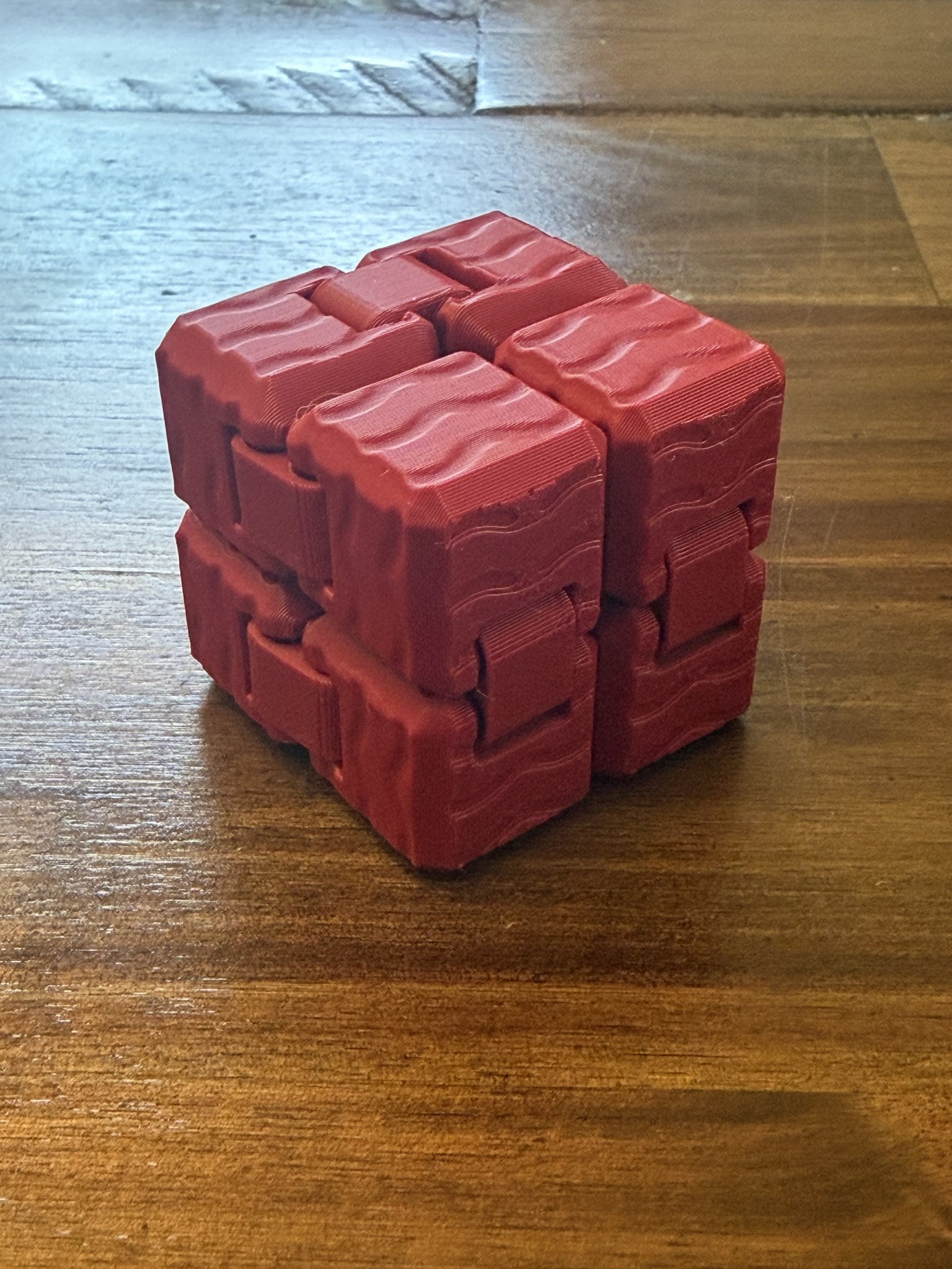 Red Infinity Cube with Wavy texture