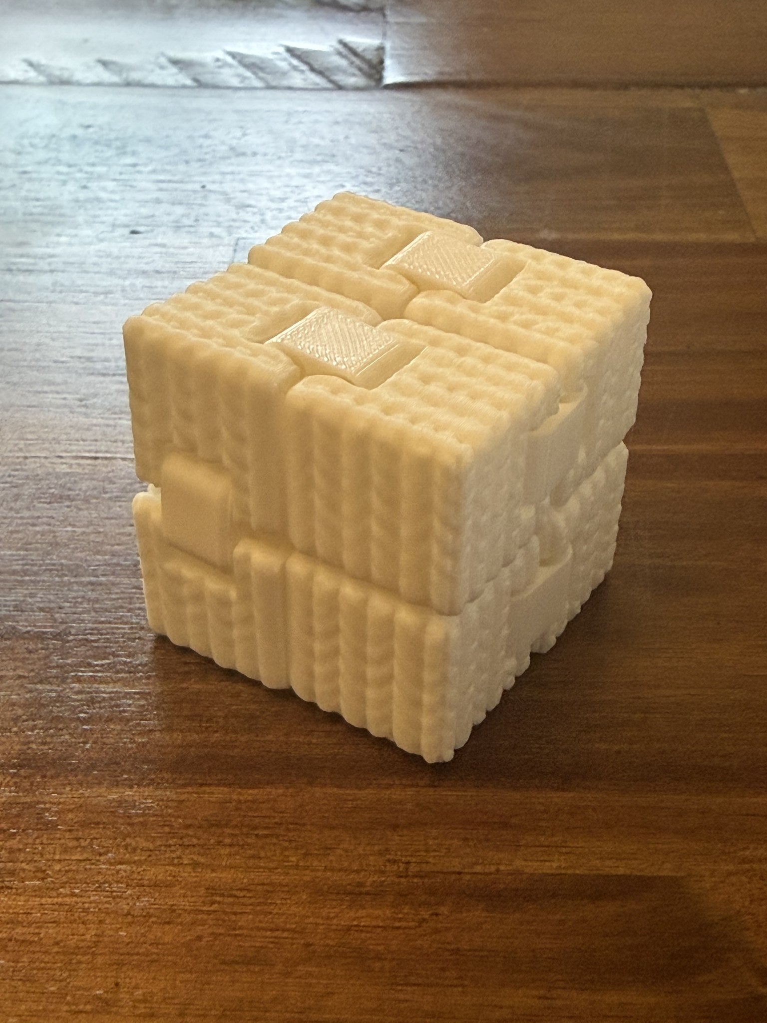 White Infinity Cube with Knitted texture